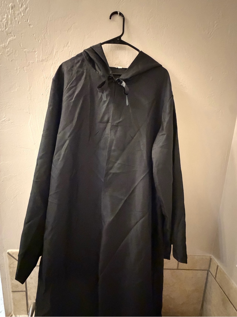 Adult Or Kids Black Long Hooded Cloak Robe Witch Capes Fancy Halloween Costume
